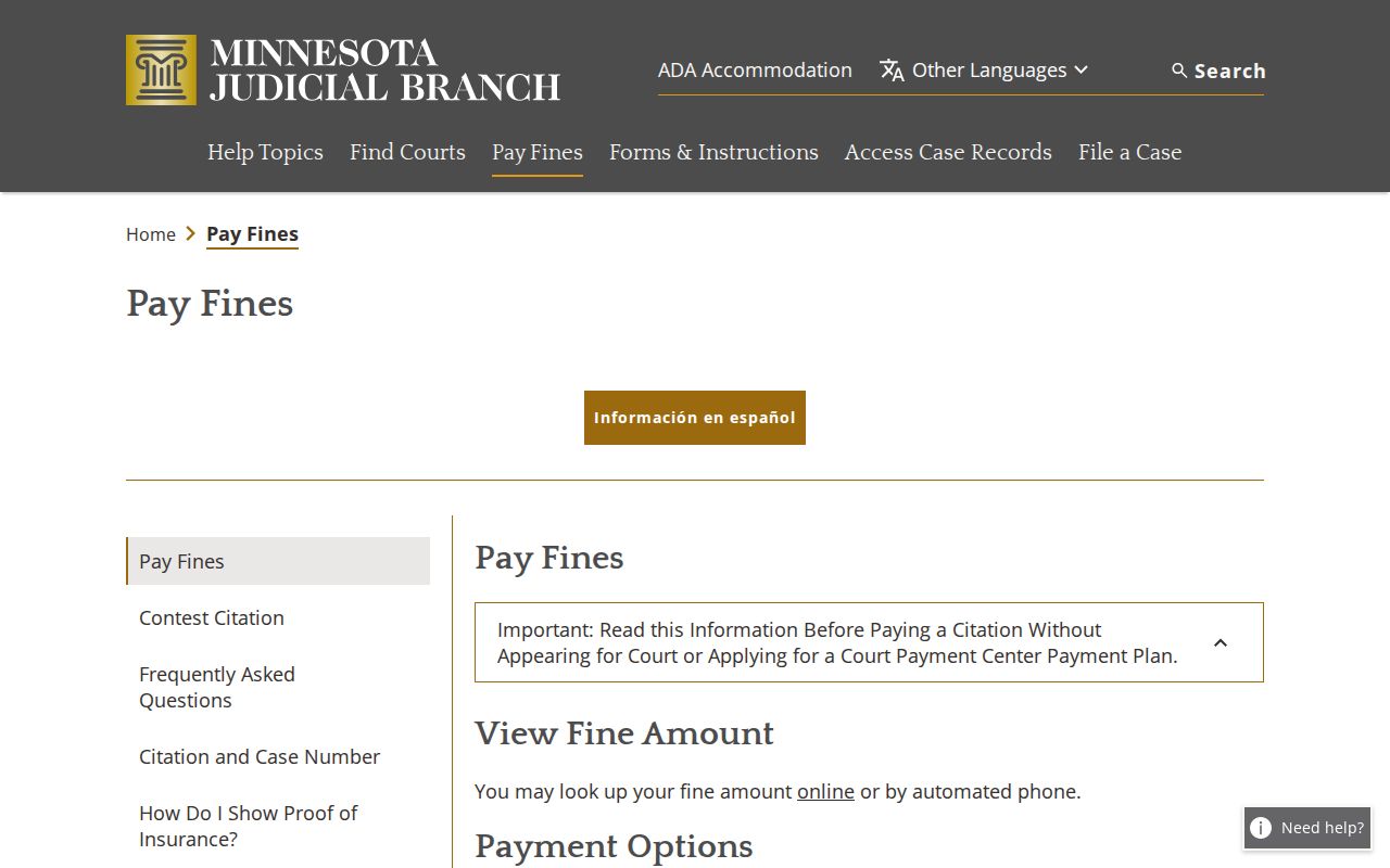 Cottonwood County traffic ticket official Minnesota pay a fine information
